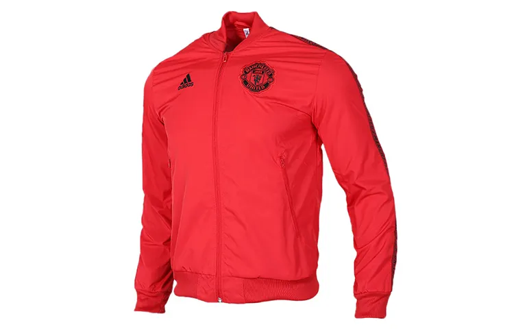 Adidas Manchester United Jackets Men's Red Baseball Collar Moderate Straight Fit
