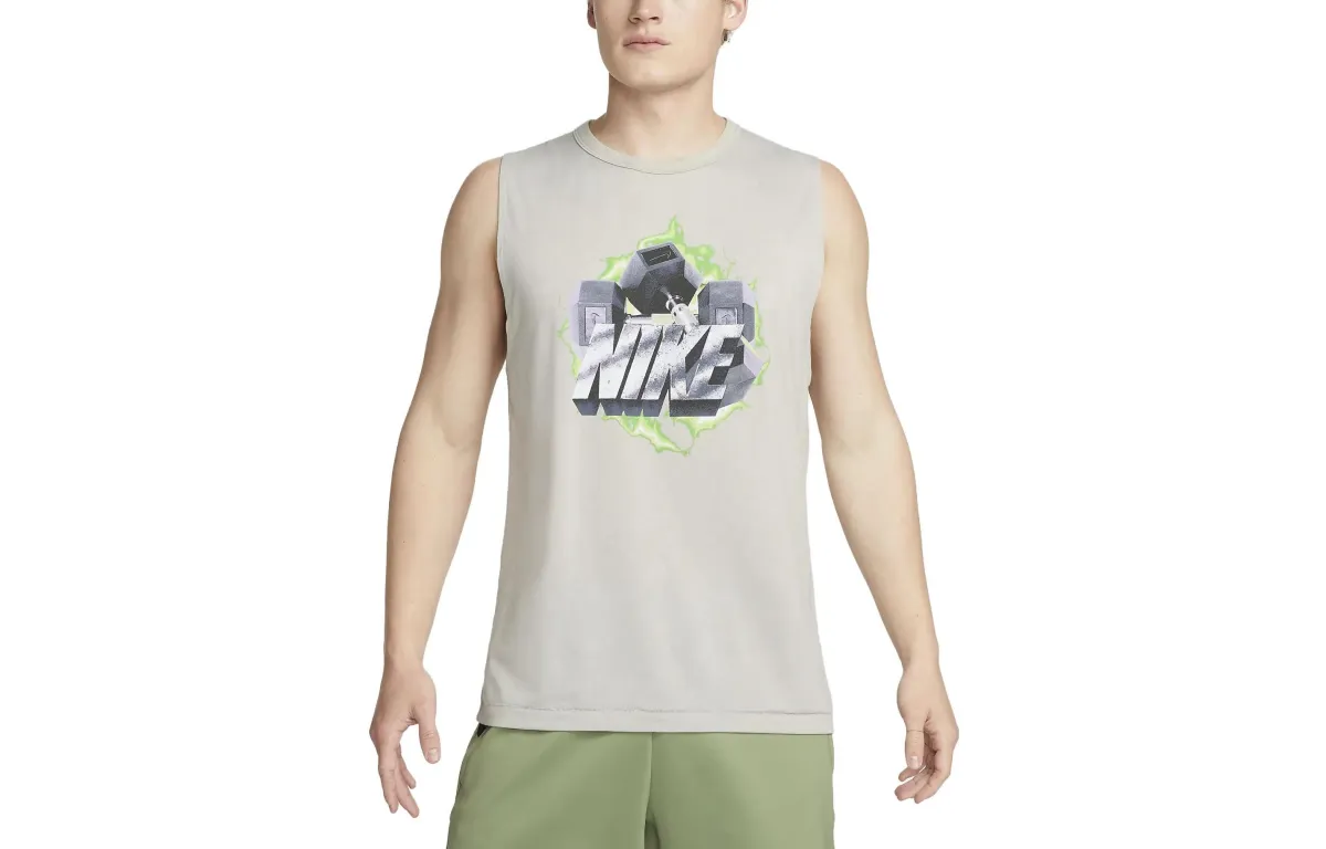 Nike Tank Tops Men's Gray Crew Neck Moderate Straight Fit