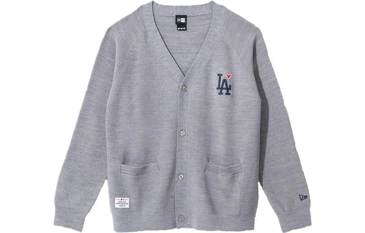 New Era Knitwear Unisex Gray V-neck Moderate Cardigan