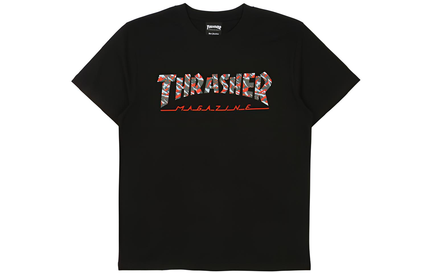 Футболка Thrasher Камуфляжный логотип (черная)