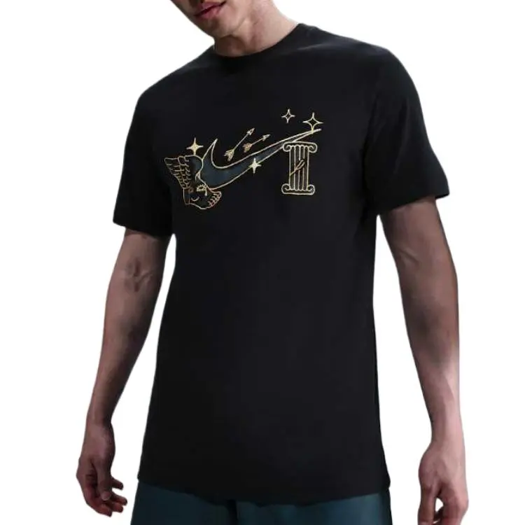 Nike T-Shirts Men's Black Crew Neck Moderate Straight Fit