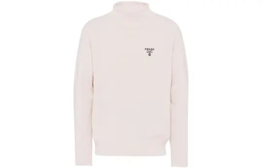 PRADA Sweaters Men's Pink Mist White Stand Collar Moderate Other