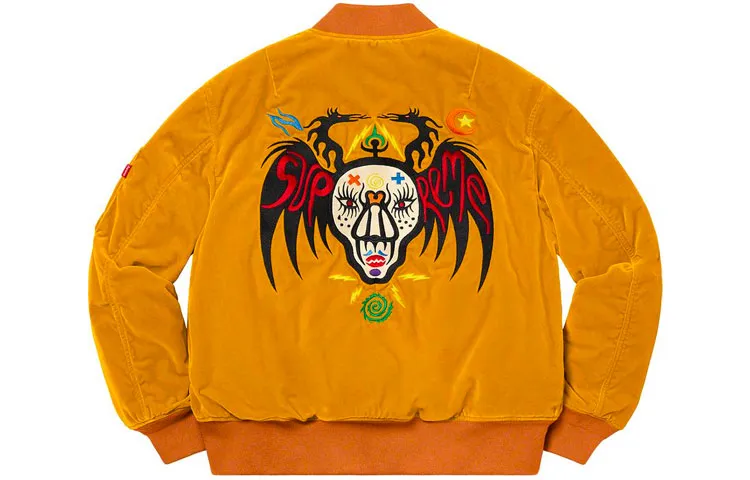 Supreme Clayton Patterson Skulls Embroidered Velvet MA 1