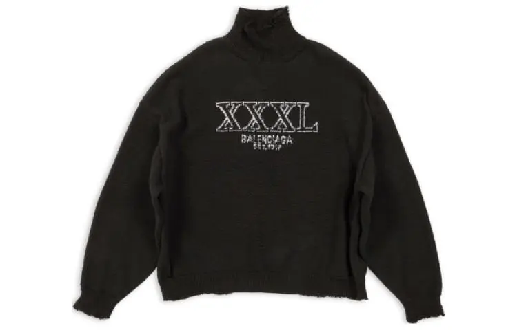 Balenciaga Sweaters Unisex Black Turtleneck Moderate Straight Fit