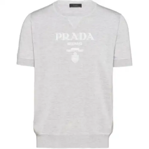 PRADA Sweaters Men's Gray Crew Neck Moderate Other