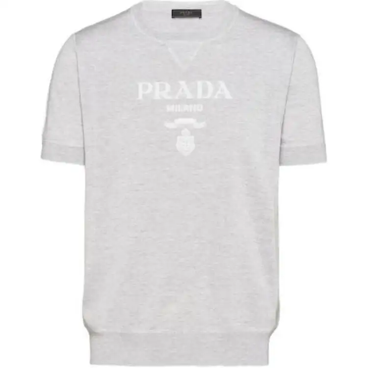 PRADA Sweaters Men's Gray Crew Neck Moderate Other