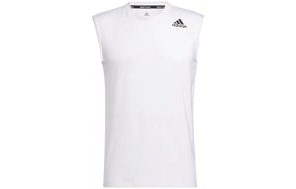 Adidas Tank Tops Men's White Crew Neck Moderate Straight Fit