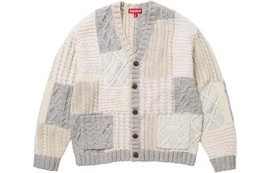 Supreme Patchwork Cable Knit Cardigan