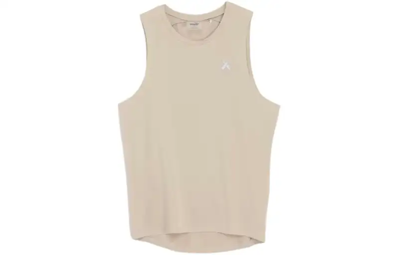 PUMA Tank Tops Men's Beige Crew Neck Moderate Straight Fit