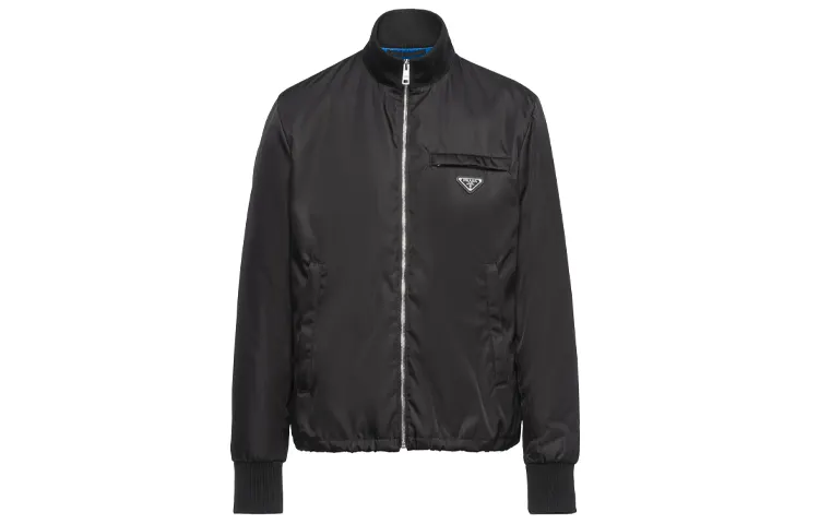 PRADA Jackets Men's Black Crew Neck Moderate Other
