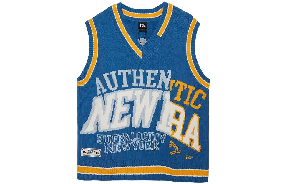 New Era Tank Tops Unisex Sea Blue V-neck Moderate Straight Fit
