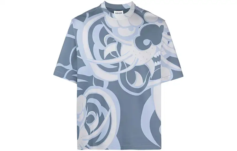 KENZO T Shirts Men's Blue Crew Neck Moderate Straight Fit