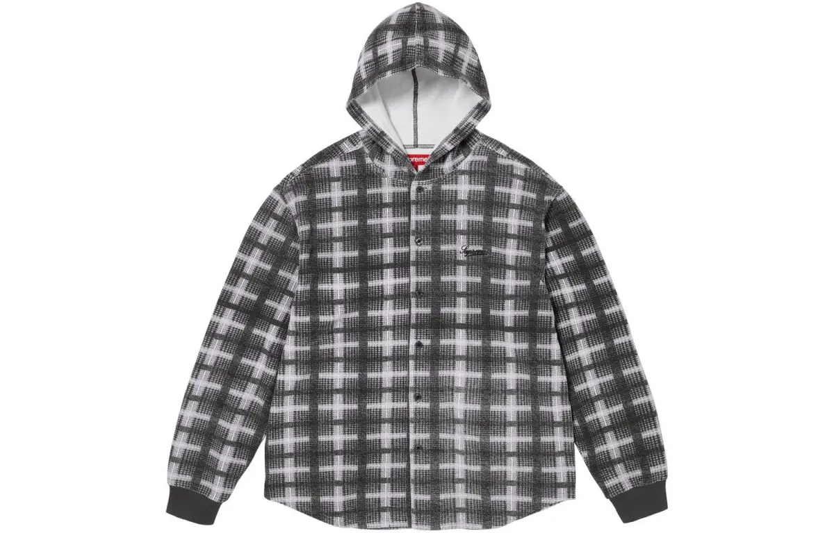 Supreme Hooded Plaid Knit Shirt