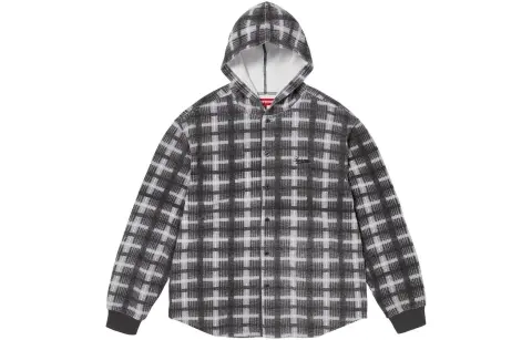 Supreme Hooded Plaid Knit Shirt