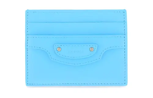 Balenciaga Multiple Card Slots Cow Leather Card Wallet Men's Sky Blue