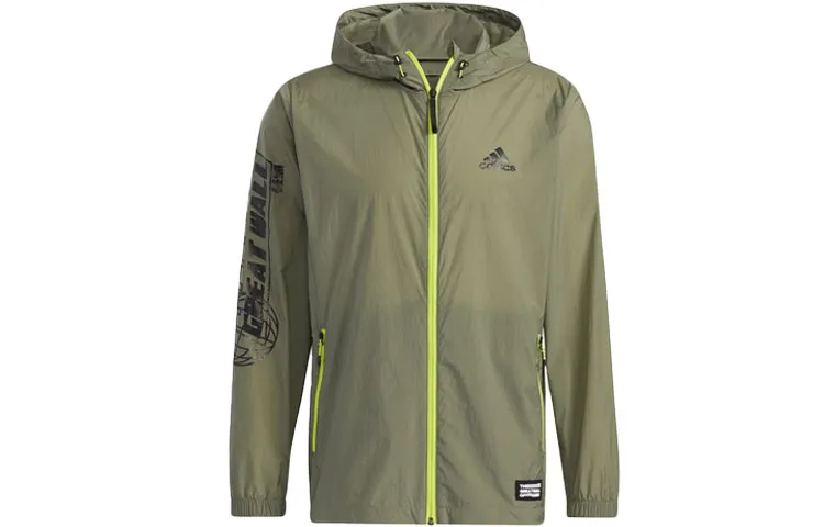 Adidas Jackets Men's Green Hooded (Non-detachable) Moderate Straight Fit