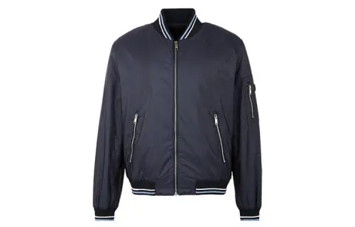 PRADA Jackets Men's Navy Blue Baseball Collar Moderate Other