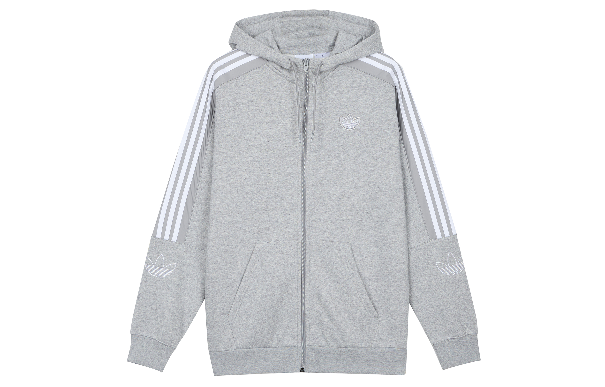 Adidas originals clover Zip Up Hoodie three stripes zipper sports hoodie jacket jacket men's gray