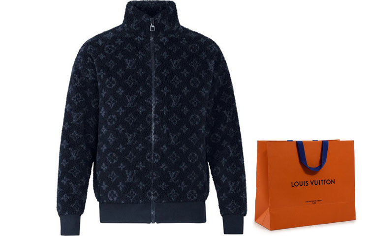 Мужская куртка Louis Vuitton Logo (темно-синяя) — фото 9