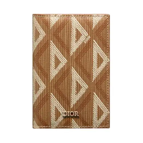 DIOR Diamond Canvas Card Holder Men's Coffee