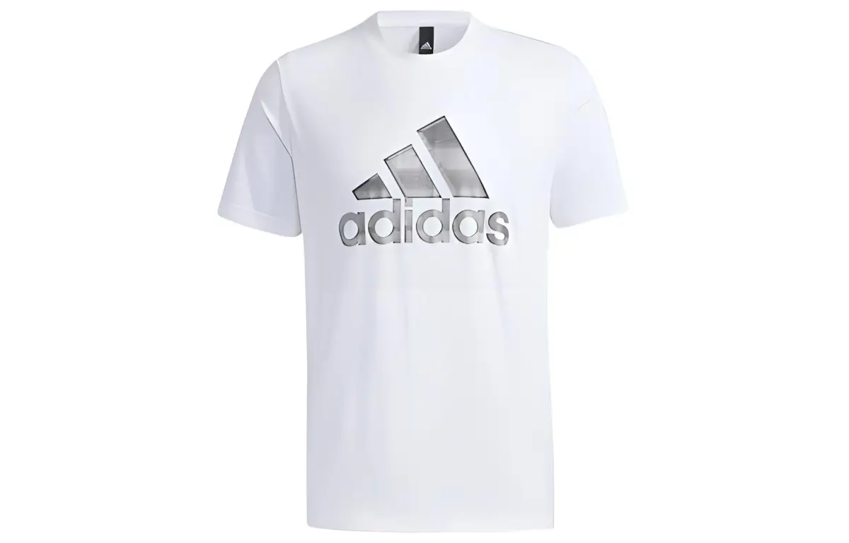 Adidas T-Shirts Men's White Crew Neck Moderate Straight Fit