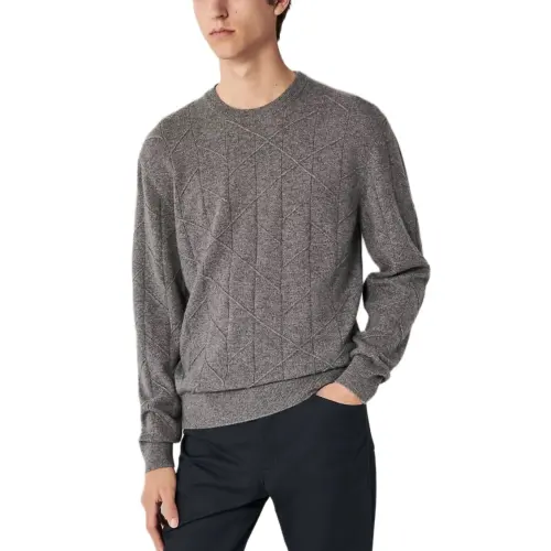 HERMES Cashmere Sweaters Men's Gray Crew Neck Moderate Other