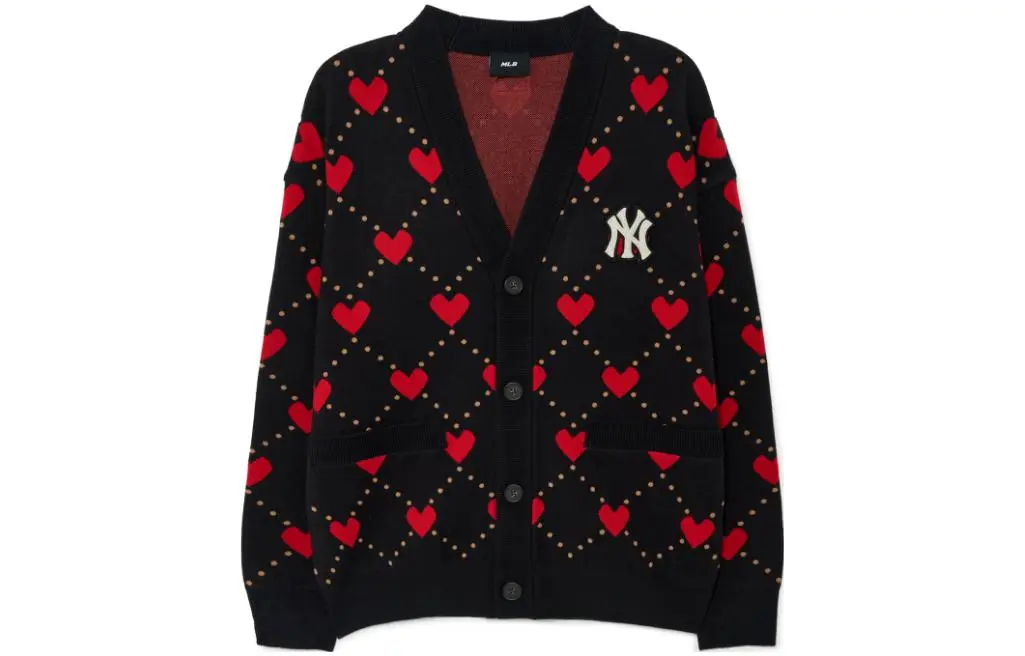 MLB Knitwear Women's Black V-neck Moderate Cardigan
