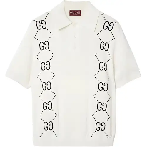 GUCCI Polo Shirts Men's Ivory Polo Collar Moderate Other