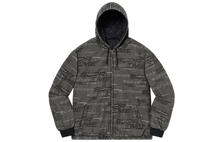 Куртка Supreme FW19 Week 9 Reversible Dimensions Logo Denim Work Jacket (черная) — фото 1