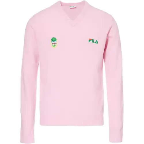 FILA Sweaters Men's Dark Pink V Neck Moderate Other