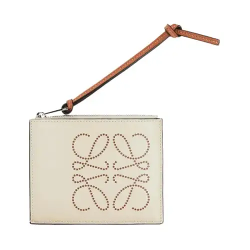 LOEWE Cow Leather Coin Card Holder Women's Light Oat Tan