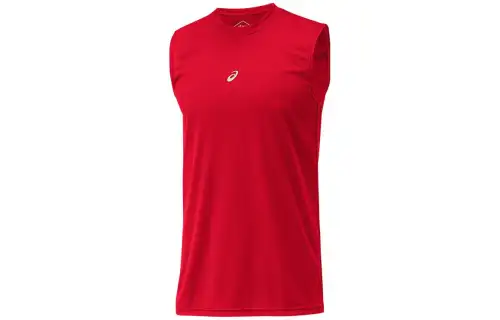 ASICS Tank Tops Men's Red Crew Neck Moderate Straight Fit