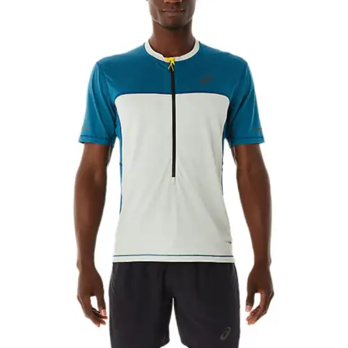 Asics MEN'S FUJITRAIL SHORT SLEEVE TOP Polo Shirt Men's Ink Blue Green