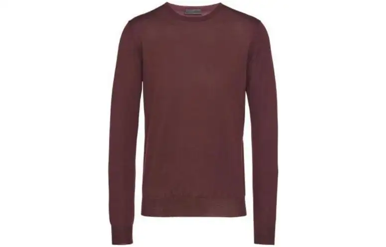 PRADA Sweaters Men's Burgundy Crew Neck Moderate Other