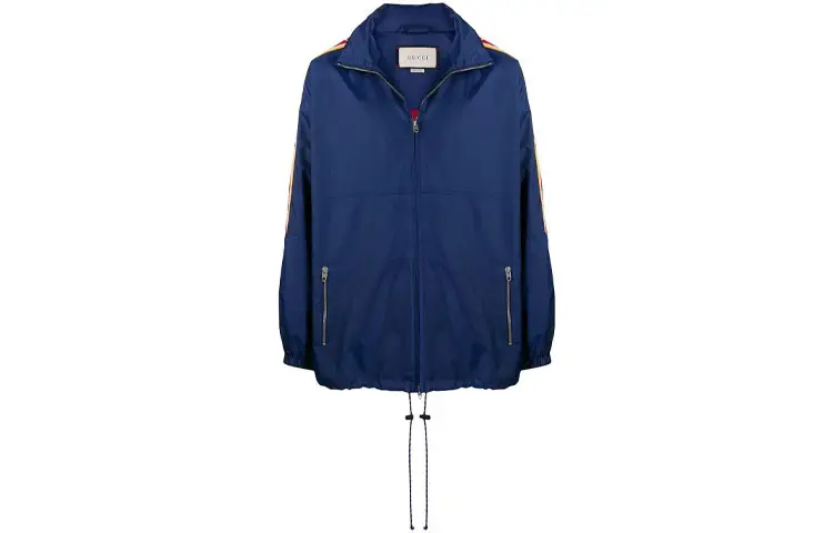 GUCCI Jackets Men's Blue Stand Collar Moderate Other