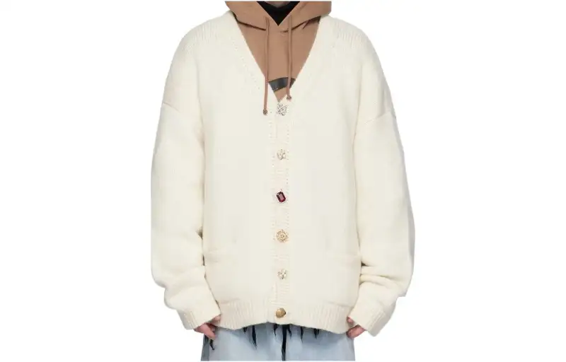 Vetements Knitwear Men's Gray White V Neck Moderate Other