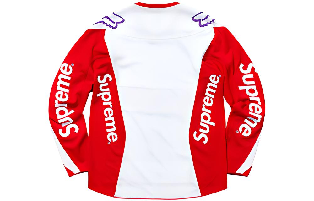 Унисекс футболка Supreme x fox racing moto jersey top red (красная) — фото 2
