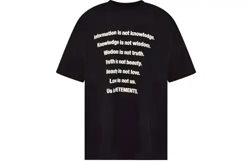 Vetements T Shirts Men's Black Crew Neck Moderate Straight Fit