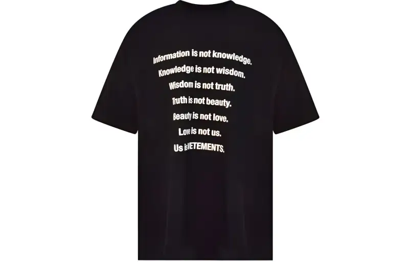 Vetements T Shirts Men's Black Crew Neck Moderate Straight Fit