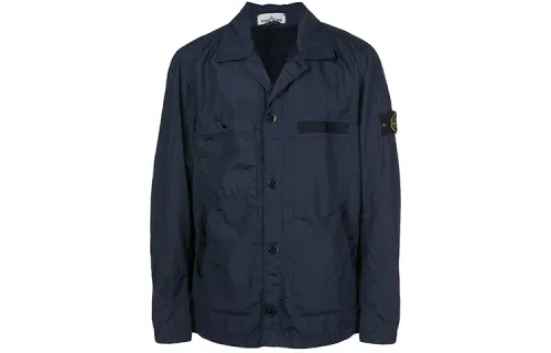 STONE ISLAND Jackets Men's Navy Blue Lapel Moderate Workwear