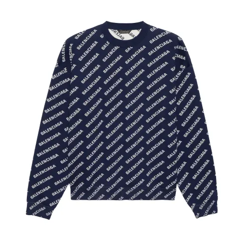 Balenciaga Allover Logo Printed Crewneck Knit Jumper