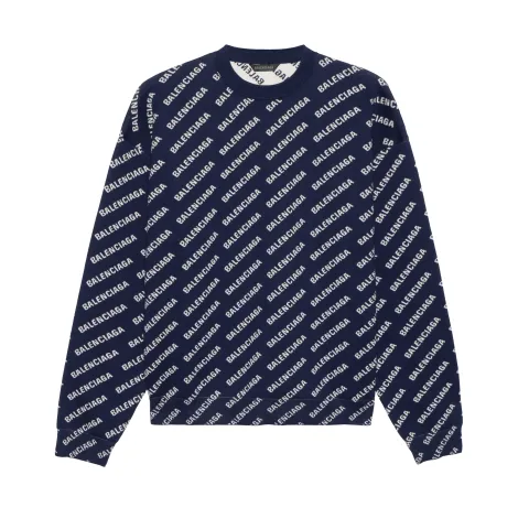 Balenciaga Allover Logo Printed Crewneck Knit Jumper