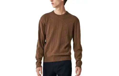 HERMES Sweaters Men's Brown Crew Neck Moderate Other