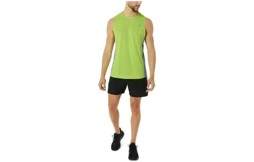 ASICS TRAIN SANA Tank Tops Men's Green Crew Neck Moderate Straight Fit