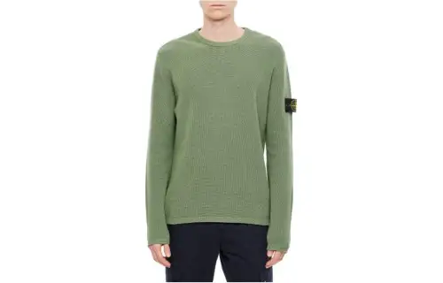 STONE ISLAND Sweaters Men's Light Green Crew Neck Moderate Other