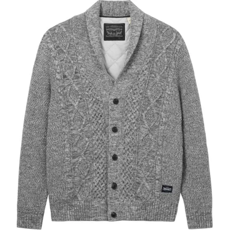 Levi's Sweaters Men's Gray Lapel Moderate Cardigan