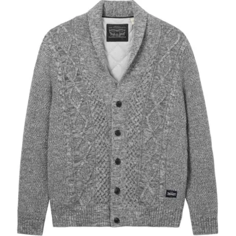 Levi's Sweaters Men's Gray Lapel Moderate Cardigan