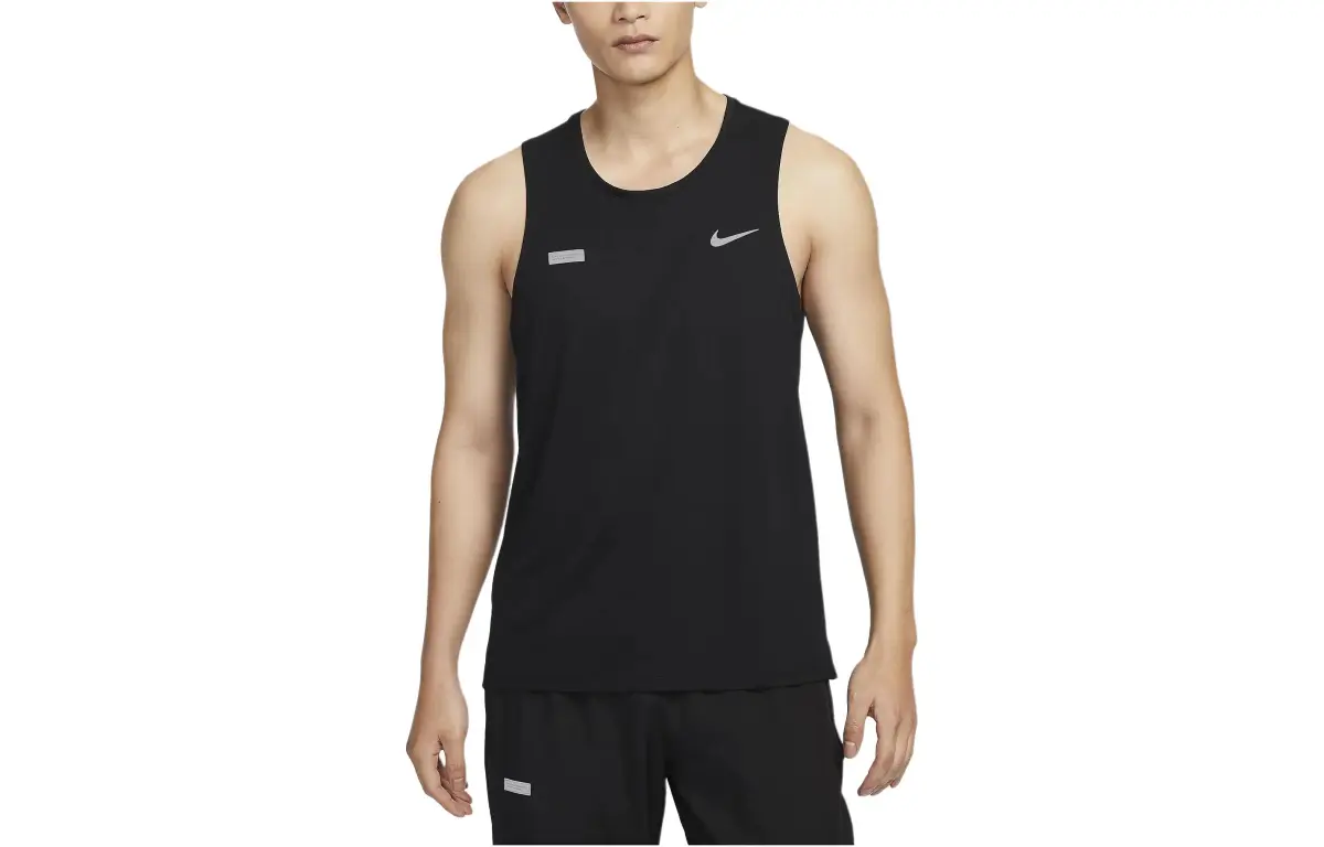 Nike Tank Tops Men's Black Crew Neck Moderate Straight Fit
