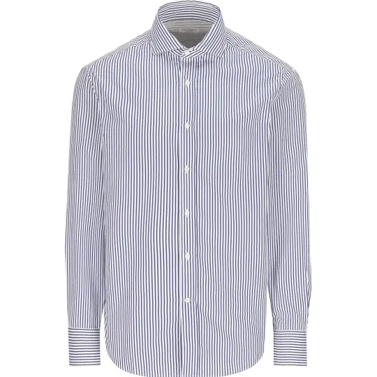 Brunello Cucinelli Striped Poplin Slim Fit Shirt