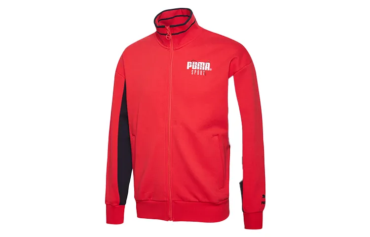 PUMA Jackets Men's Bright Red Stand Collar Moderate Straight Fit